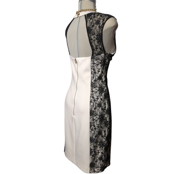 GUESS Gorgeous Ivory black lace elegant cocktail dress Size 12 - Picture 6 of 13